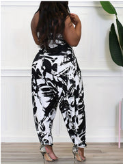 Graffiti Print Halter Neck Jumpsuit With Pockets