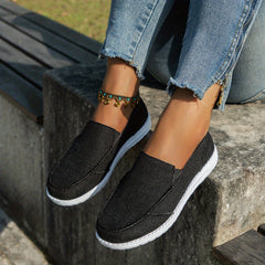 Women's Flat Canvas Shoes Casual Slip On Loafers Lightweight Walking Shoes