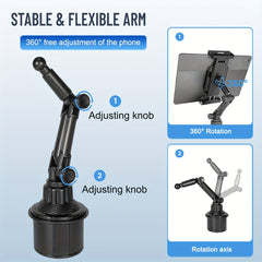 Car Cup Holder Tablet Mount For Car - Heavy Duty Tablet Cup Holder Phone Mount