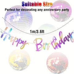 Iridescent Happy Birthday Banner Garland Bunting Banner