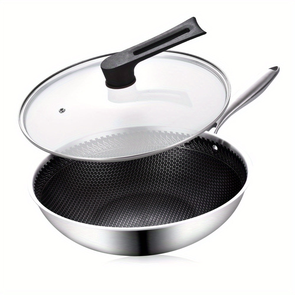 32cm Stainless Steel Wok with Honeycomb Coating