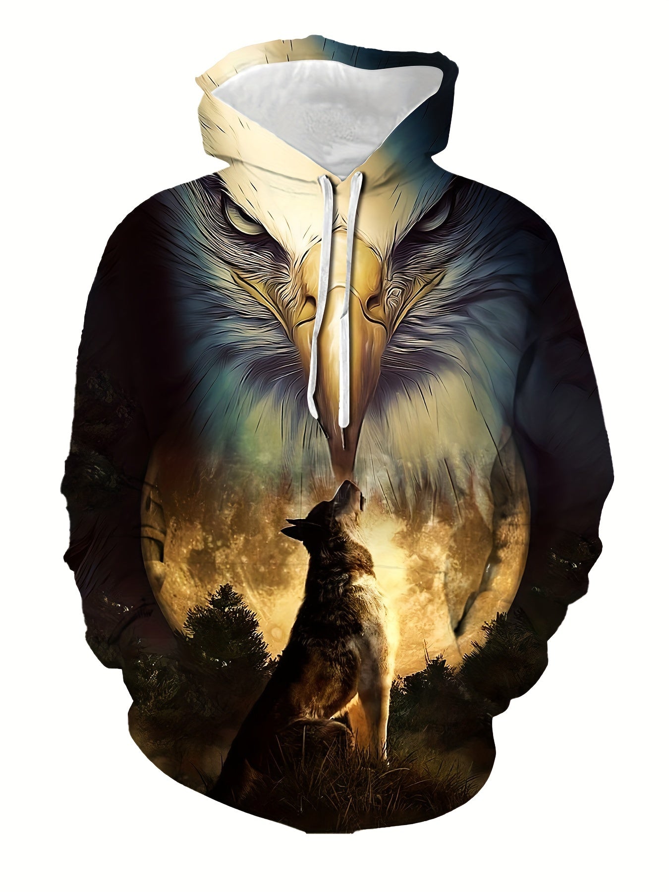 Animal Print Hoodie Men's Casual Pullover Sweatshirt