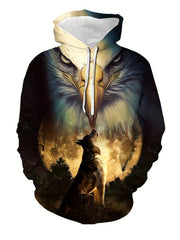 Animal Print Hoodie Men's Casual Pullover Sweatshirt