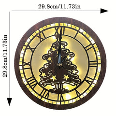 Children's Room LED Wall Clock Lamp Retro Wooden Sign Hanging Lamp