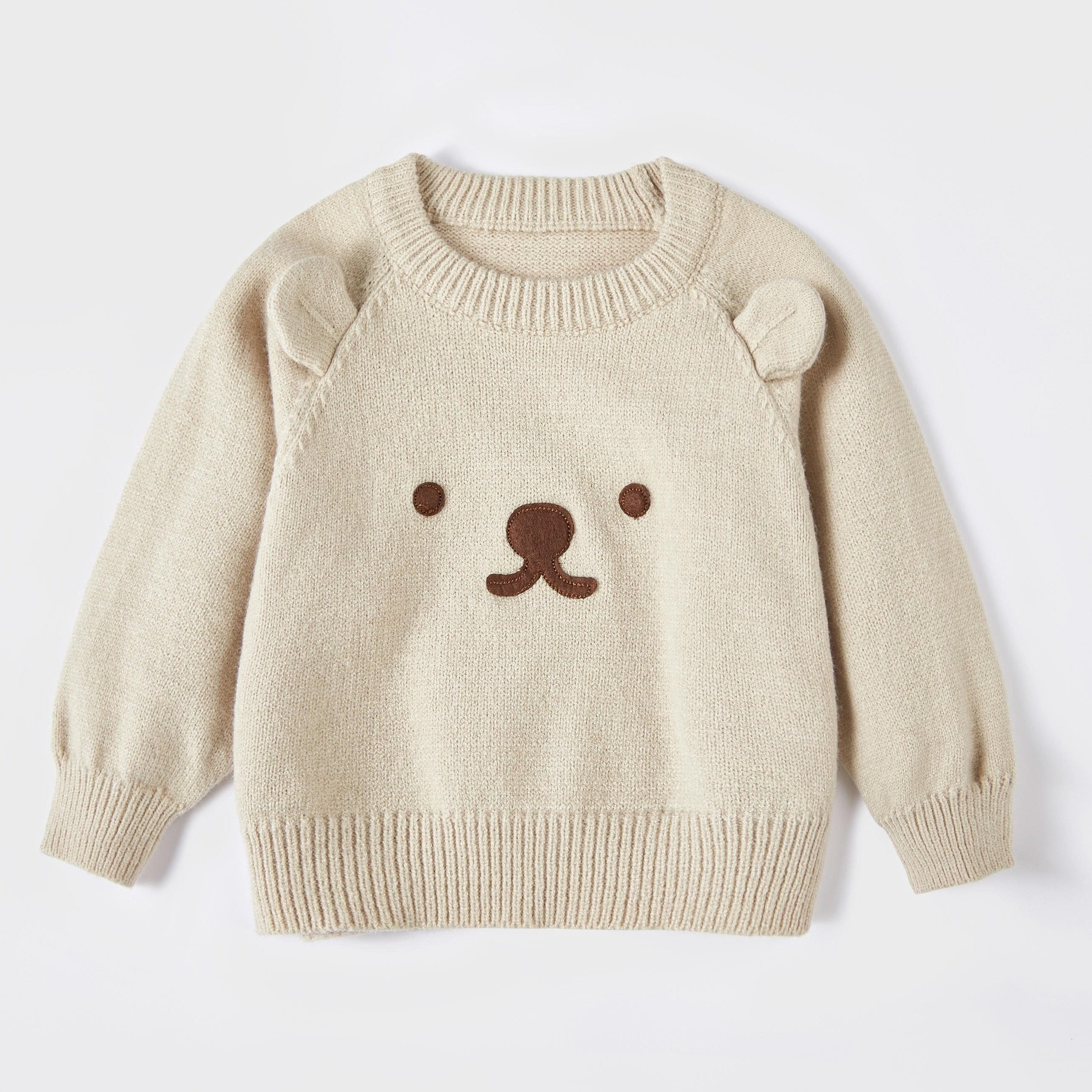 Baby Bear Pattern Knitted Sweater Cotton Pullover Top