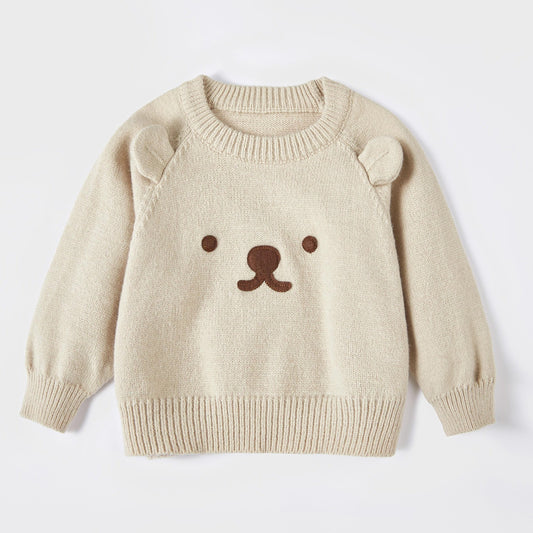 Baby Bear Pattern Knitted Sweater Cotton Pullover Top