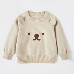 Baby Bear Pattern Knitted Sweater Cotton Pullover Top