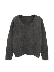 Casual Sweater Women's Plus Solid V Neck Pullover Jumper