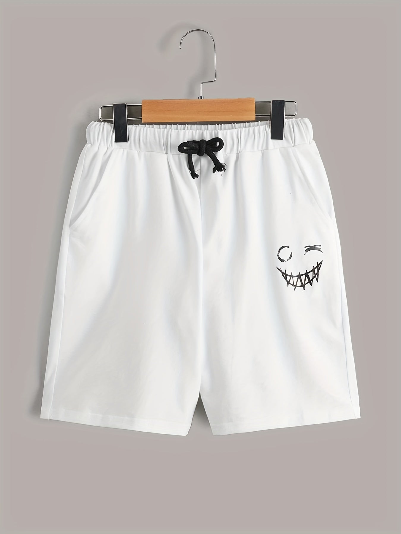 3pcs Smiling Print Boys Quick Drying Shorts for Summer Outdoor