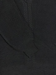 Criss Cross V Neck Solid Sweater Plus Size Lantern Sleeve Casual Sweater