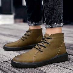 Men's Comfort Casual Round Toe Ankle Boots Outdoor High Top Shoes