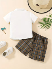 Boys Plaid Shirt & Shorts Set