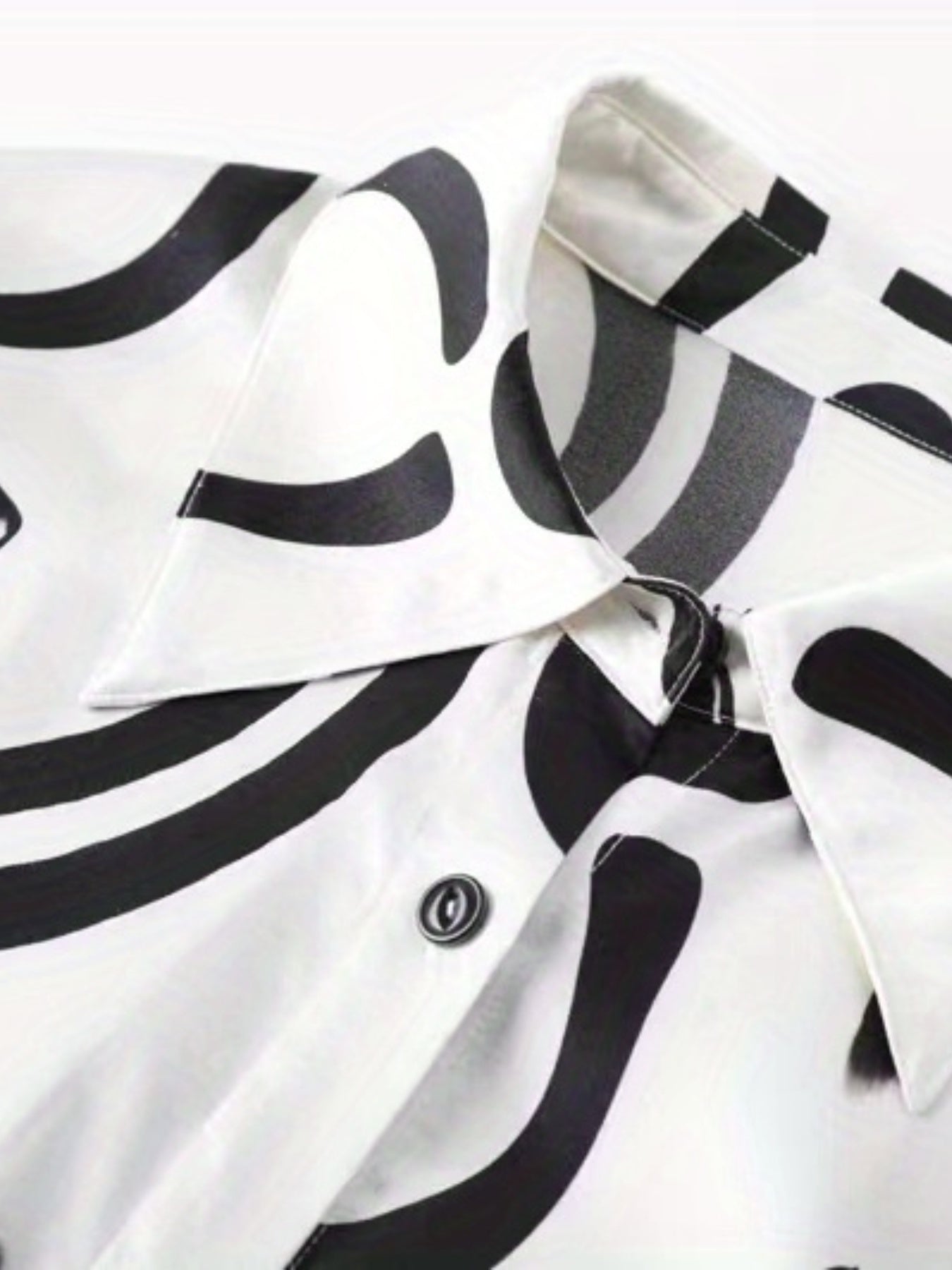 Graffiti Print Button Up Blouse Long Sleeve