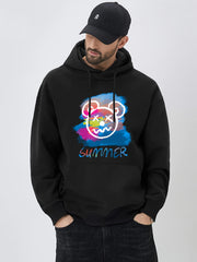 Bear Print Hoodie Men's Casual Graphic Pullover Sweatshirt