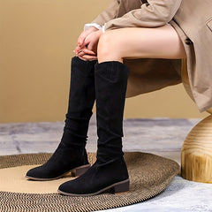 Women's Cowboy Boots Pointed Toe V-cut Stretch Slip On Western Boots