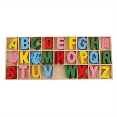 Colorful Wooden Alphabet Letters Set with Storage Tray for Kids