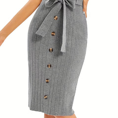 Button Decor Knit Skirt for Women