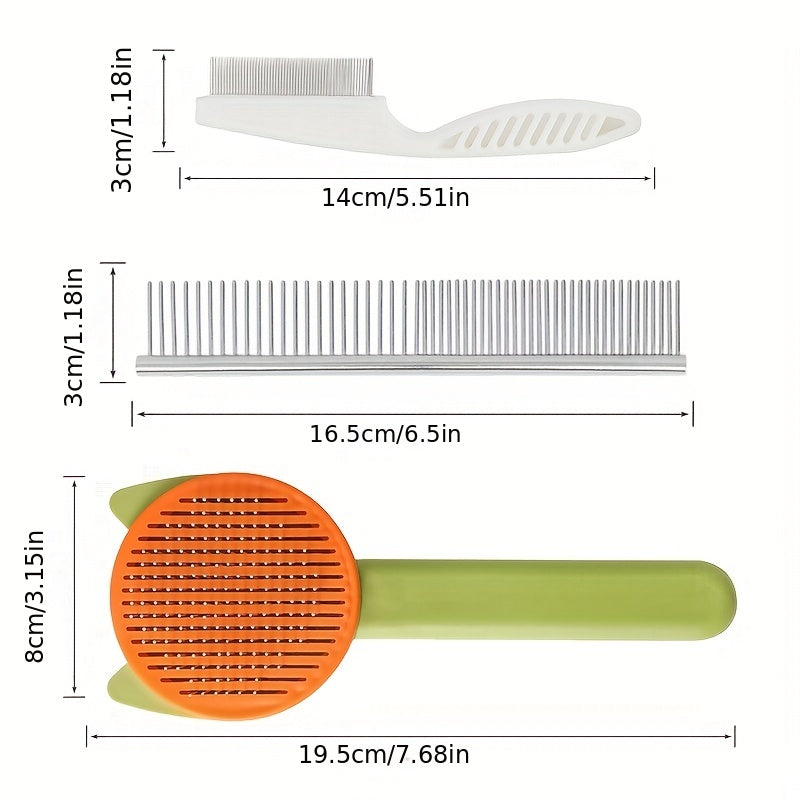 3 Pack Cat Grooming Kit Slicker Brush & Comb for Small & Large Breeds