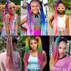 Rainbow Colorful Braiding Ponytail Extensions 55 88 Cm Long Ombre Braid Syntheti