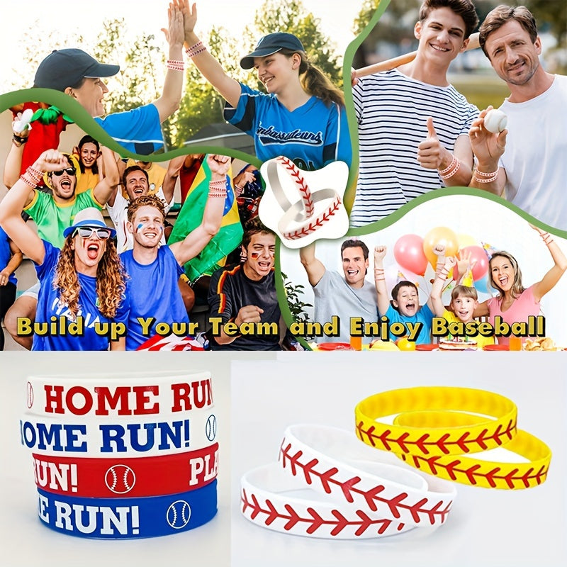 4pcs Softball Silicone Bracelet Durable Sporty Wristband for Fans & Players