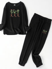 Cactus Print Loungewear Set Long Sleeve Top & Pants Pajama 2 Piece