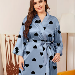 Heart Pattern Nightgown Cooling Fabric Robe