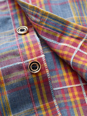 Boys Plaid Button Lapel Short Sleeve Shirts - Kids Summer Clothes