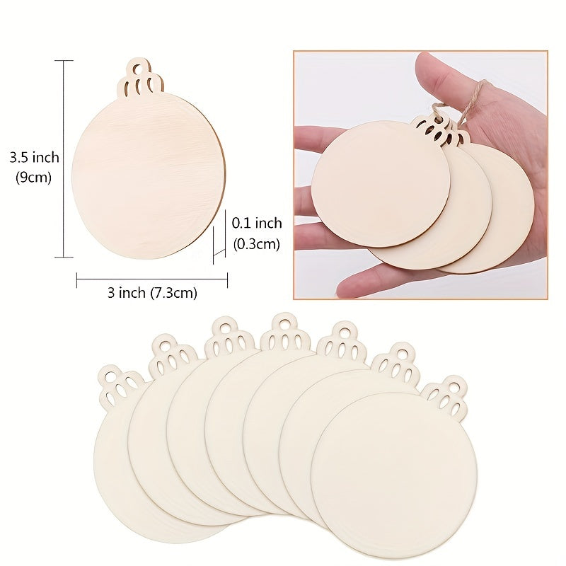 30pcs Wooden Christmas Ornaments Hanging Decorations Round Wooden Discs