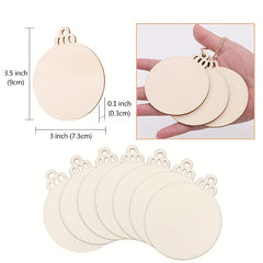 30pcs Wooden Christmas Ornaments Hanging Decorations Round Wooden Discs