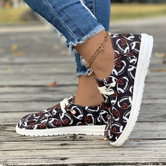Women's Skate Shoes with Football and Heart Patterns