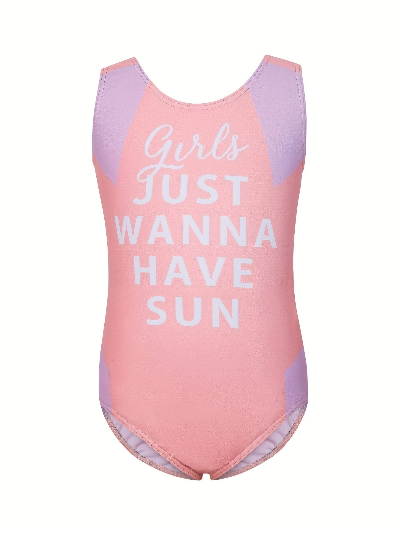 Girls Mermaid Print One piece Swimsuit Backless Colorblock Sports Swimsuit