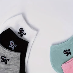 5 Pairs Cute Cat Print Socks for Women
