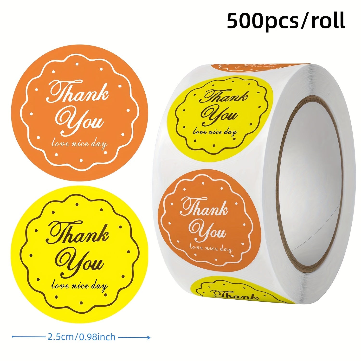 500pcs Thank You Stickers Floral Print Label Stickers Roll