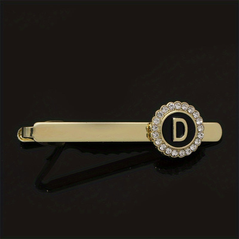 Men's Zirconia Initial Letter Tie Clip