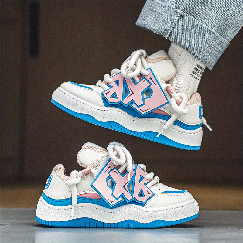Men's Lace Print Lace Up Sneakers Casual Walking Shoes