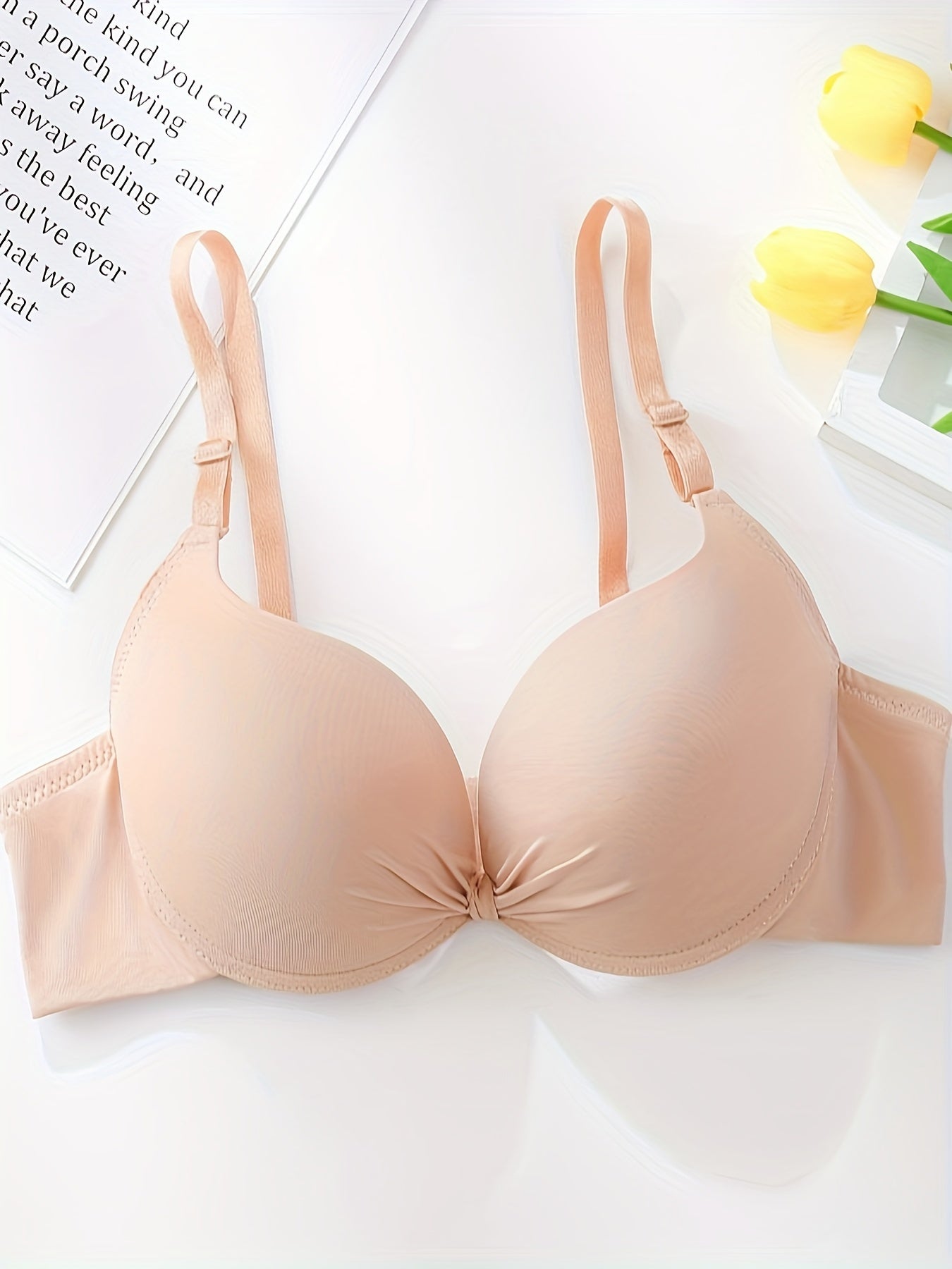 Solid T Shirt Bra Comfortable & Breathable Push Up Bra Women's Lingerie
