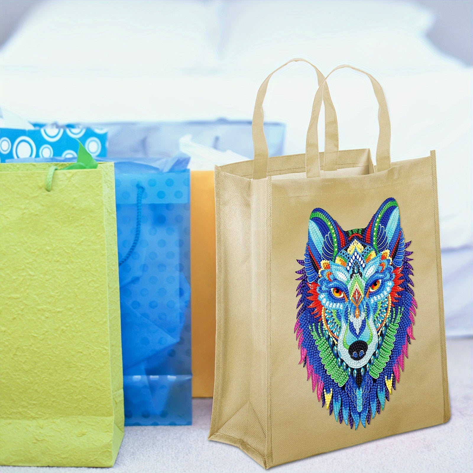 Custom Cartoon Wolf Diamond Painting Ironing Bag