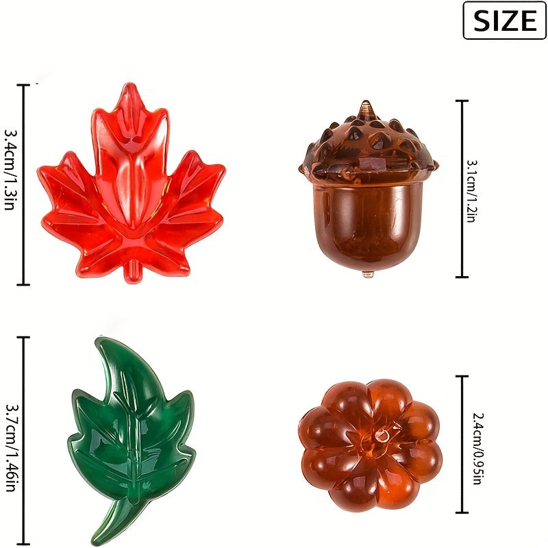 20pcs Acrylic Leaves Mini Acrylic Pumpkin Maple Leaves Acorns Crystals Gems