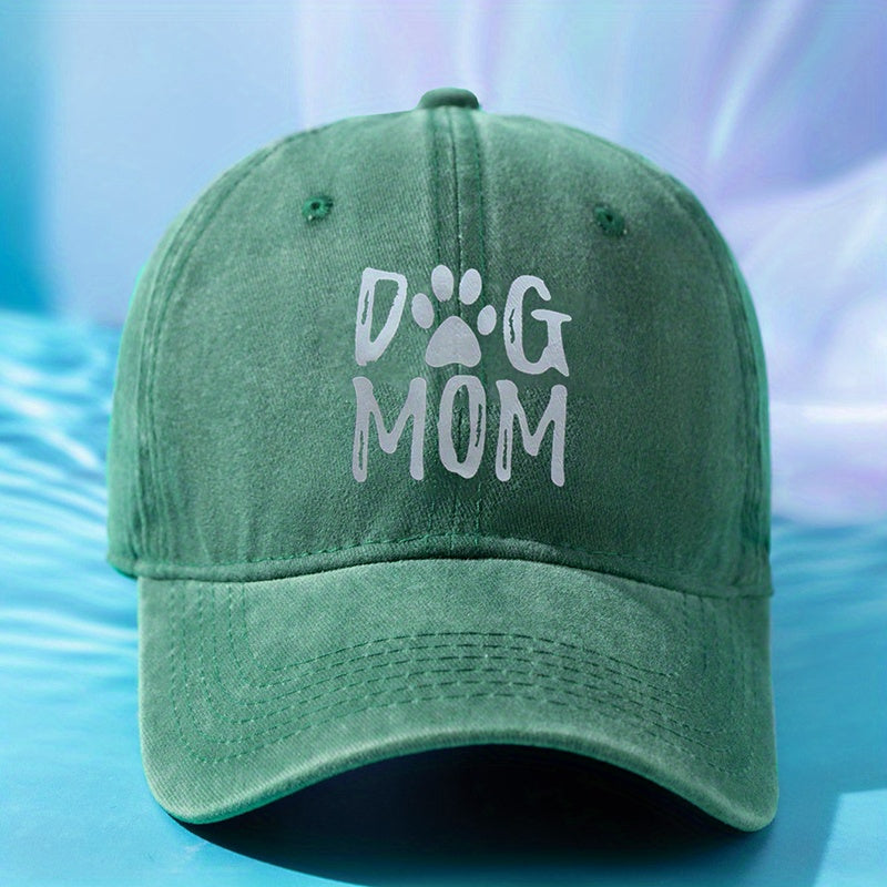 DOG MOM Baseball Cap Washed Distressed Dad Hat Casual Sports Sun Hats