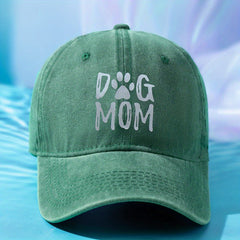 DOG MOM Baseball Cap Washed Distressed Dad Hat Casual Sports Sun Hats