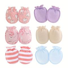 6 Pairs Newborn Cotton Cartoon Mittens for Infant Baby Girls and Boys