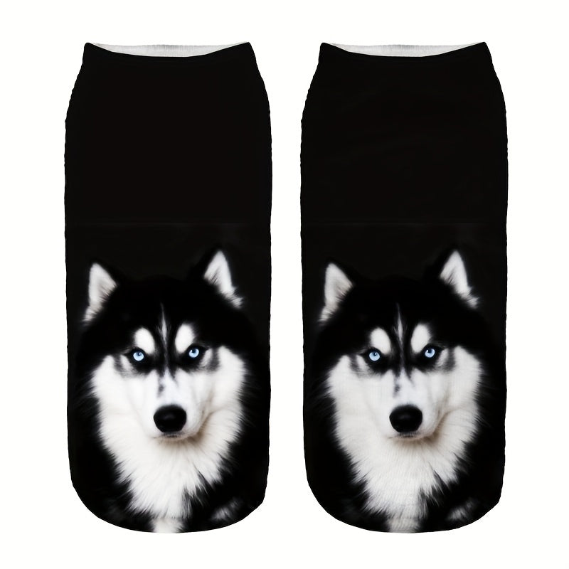 3D Dog Pattern Comfy Low Cut Socks Women's Stockings Hosiery
