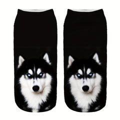 3D Dog Pattern Comfy Low Cut Socks Women's Stockings Hosiery