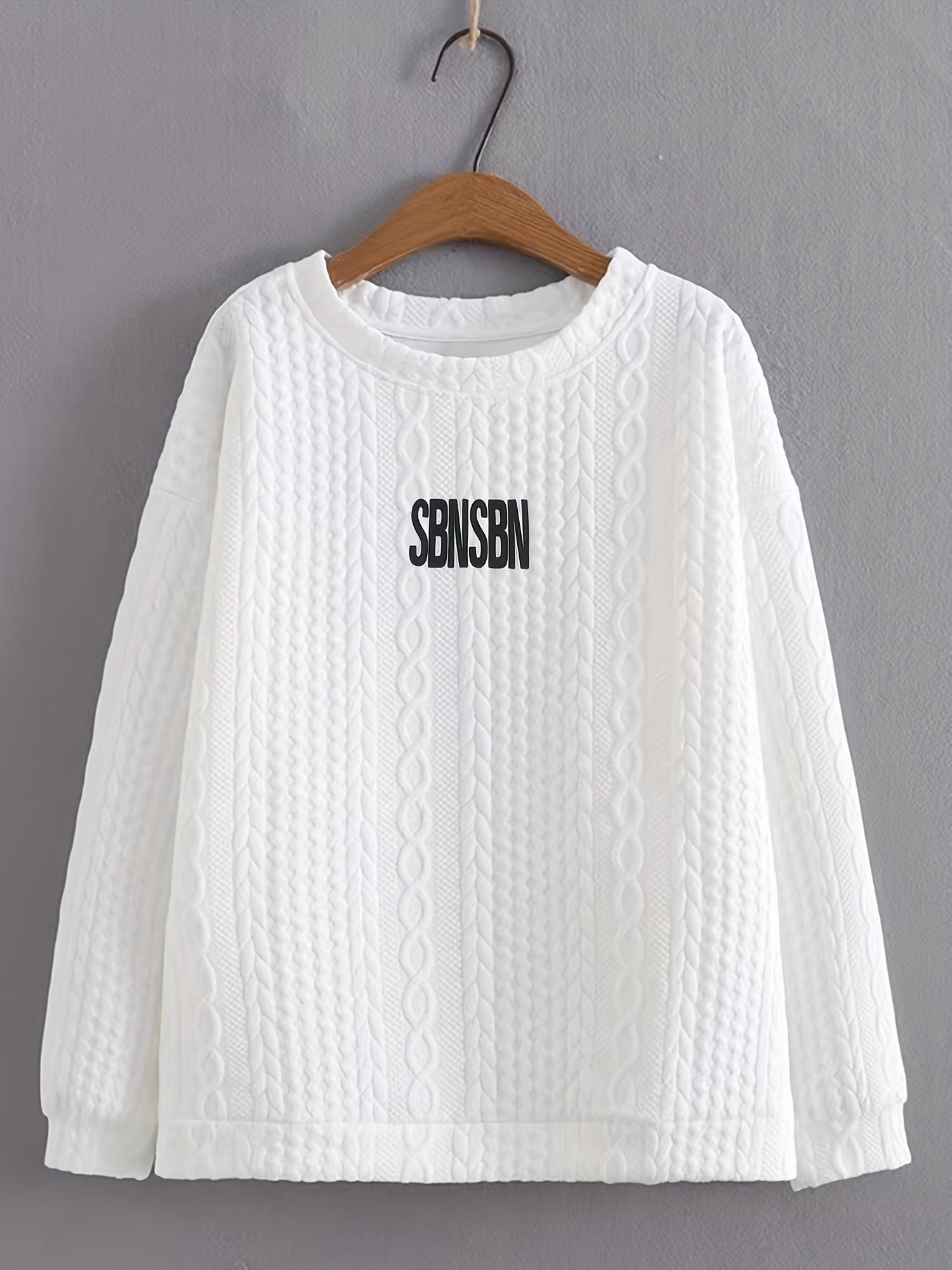 Letter Print Sweatshirt Casual Long Sleeve Crew Neck for Fall & Winter