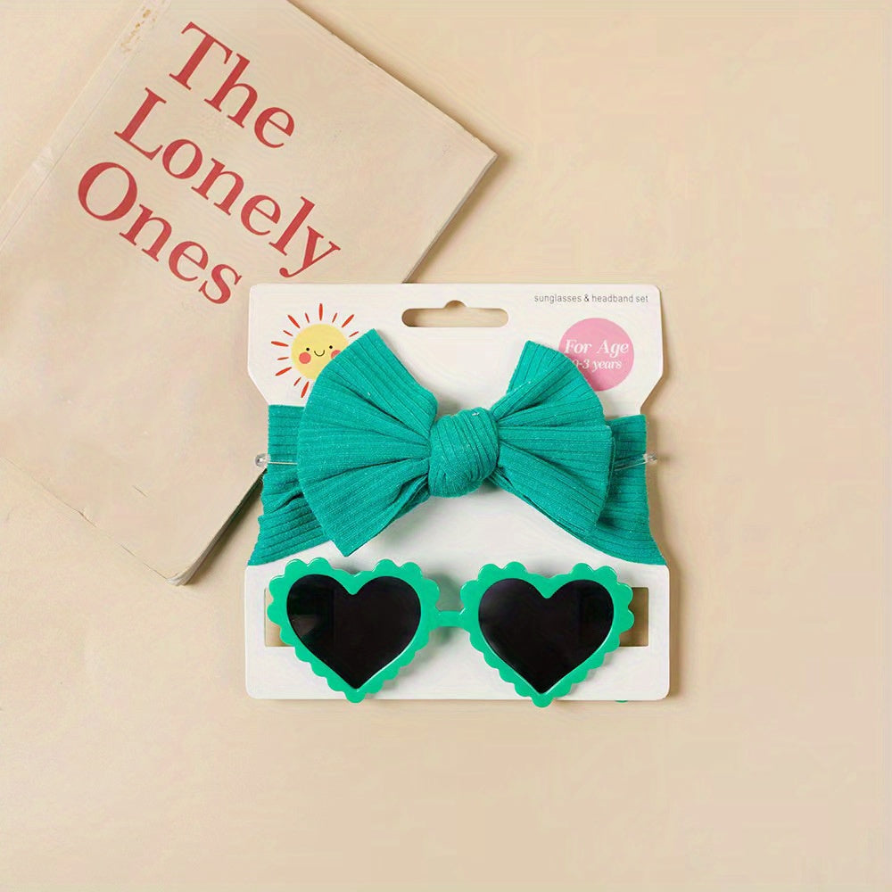 Baby Girls Bow Headbands & Sunglasses Set - Birthday Gift