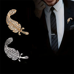 Zircon Feather Brooch Delicate Clothes Suit Brooch Pins