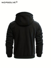 Men's Green Zip Up Hooded Jacket & Stretch Pants Sports Suit