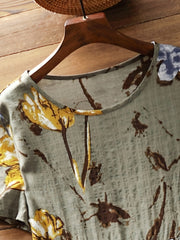 Floral Print Short Sleeve Maxi Dress