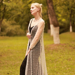 Long Bridal Shawl Faux Pearl Wedding Accessories for Women
