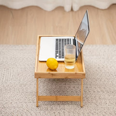 Folding Dinner Plate Table with Foot Tray for Bed and Computer Use